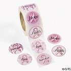 50 Pink Ribbon Stickers Breast Cancer awareness F11 relay for life