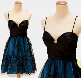 BLONDIE NITES $140 Black / Blue Prom Evening Dress Size 3 NWT (Size 3 
