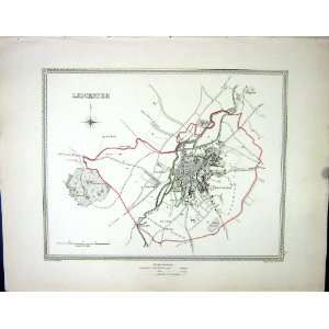   Antique Map C1850 Leicester Plan England Branston Hall