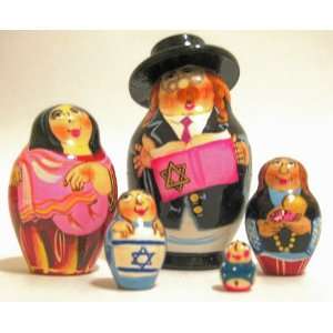 Jewish family Russian Nesting Doll * 5pc /4 in * m.j4 2