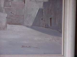 Original Signed Oil Paintin of Adobe Houses  Bob Simon  