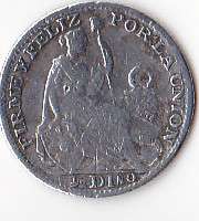 1895 PERU 1/2 DINO SILVER COIN RARE TO FIND  