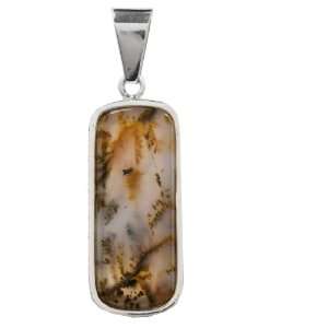 Moss Agate and Sterling Silver One of a Kind Rectangular Pendant
