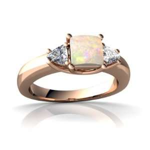  14k Rose Gold Square Genuine Opal Ring Size 6 Jewelry