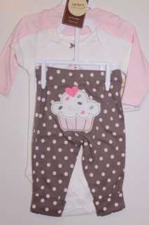   Pink Cupcake Grandmas Sweetie 3 Piece Set Pant + Two Bodysuits  