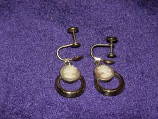Vintage Cameo Shell Screwback Earrings  