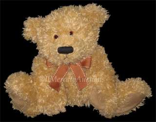   Plush Tan Golden Brown Teddy Bear 13 Stuffed Animal Toy Bow  