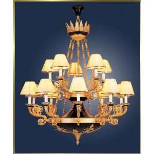 Neoclassical Chandelier, MG 1750, 15 lights, Gold and Black, 56 wide 