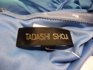 TADASHI SHOJI Blue Chiffon Ruched Off Shoulder Formal Gown Long Dress 