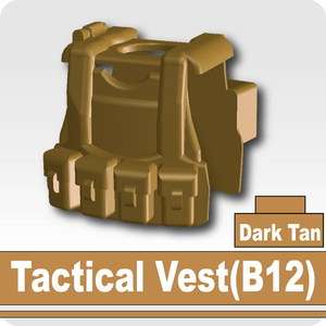 TAN Assault tactical vest compatible w/ brick minifigs  