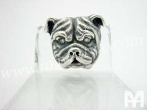 Sterling Silver English Bulldog Bull Dog Pin Real Diamond Eyes Animal 