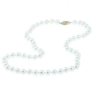  DaVonna 14k Gold White Cultured Akoya Pearl Necklace (6.5 
