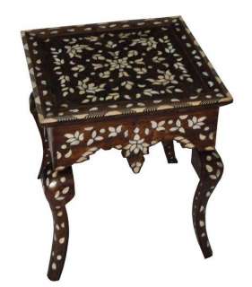 Syrian Mother of Pearl Inlaid Wood Coffee – Side   End Table  