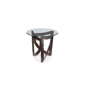    Magnussen Lysa Wood and Glass Round End Table