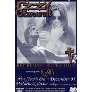  Ozzy Osbourne Korn Original Concert Poster NYE 1996