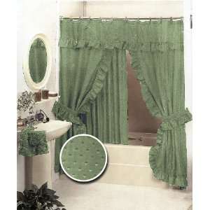  Double Swag Fabric Shower Curtain Set Sage Valance