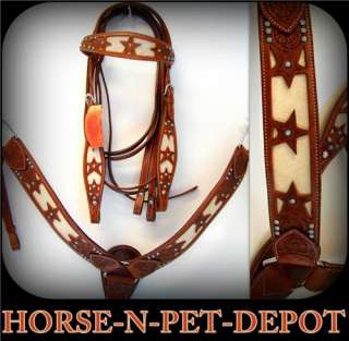 SHOWMAN dark oil LEATHER WESTERN STAR TURQUOISE BEADS HEADSTALL SHOW 
