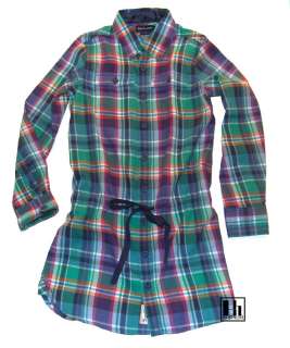 NWT Ralph Lauren Girls Brantley Flannel Shirt Dress  