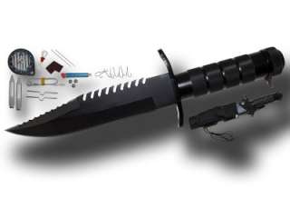 16 RAMSTER SURVIVOR SURVIVAL KNIFE BLACK  