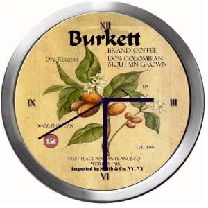  BURKETT 14 Inch Coffee Metal Clock Quartz Movement 