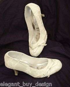 IVORY SATIN & LACE Vintage Style Bridal Wedding Shoes ~ Brand new, all 