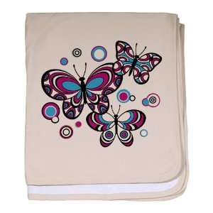  Baby Blanket Petal Pink Psychedelic Butterflies 