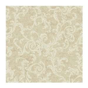   Textured Scroll Wallpaper, Golden Butternut/White