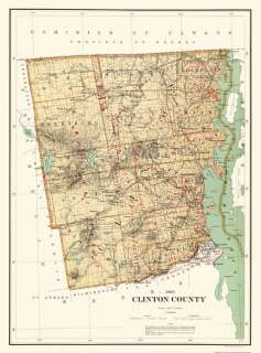 CLINTON COUNTY NEW YORK (NY) LANDOWNER MAP 1895 MOTP  