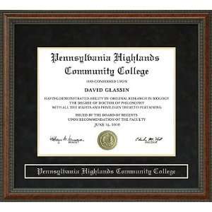 Pennsylvania Highlands Community College Diploma Frame  