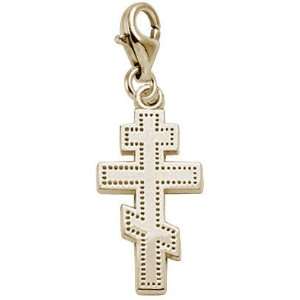  Rembrandt Charms Greek Cross Charm with Lobster Clasp, 10K 