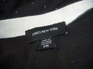 JONES NEW YORK Dark Brown & Beige Polka Dot Jersey True Wrap Dress S 
