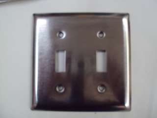   DOUBLE TOGGLE LIGHT SWITCH PLATES BRUSHED STAINLESS STEEL PLATE  