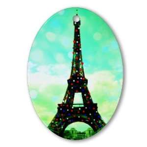 Eiffel Tower Christmas Tree ornament Paris Oval Ornament by 
