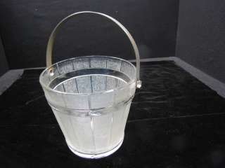 Vintage Clear Pebbled Glass Bucket Shaped Ice Bucket  
