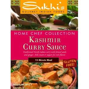 Sukhis Gluten Free Kashmir Curry Sauce, 3 Ounce Packets (Pack of 6 