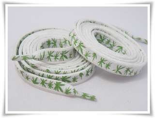 White Rasta Cannabis leaf Shoelace Sneakers Shoelace Strings  