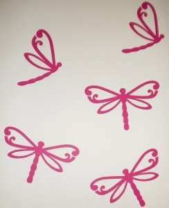 Dragonfly Wall / Car Stickers *Removable* 8 x Pink  