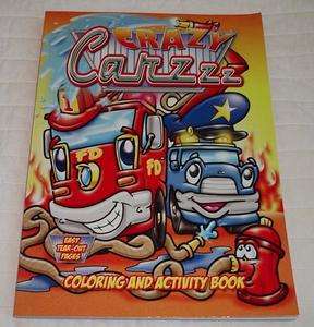 NEW UNUSED 2010 CRAZY CARZZZ CARS COLORING COLOR BOOK ACTIVITY BOOK 