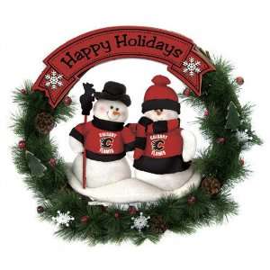 Calgary Flames Team Snowman Christmas Wreath Sports 