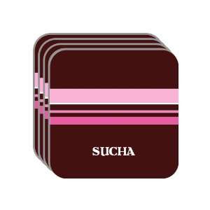 Personal Name Gift   SUCHA Set of 4 Mini Mousepad Coasters (pink 