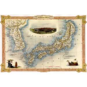  1800s JAPAN KOREA COREA YEDO OSAKA TOKIO MAP VINTAGE 