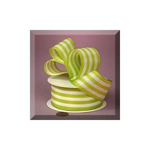  1ea   1 1/2 X 10 Yd Apple Green Candy Stripe Ribbon 