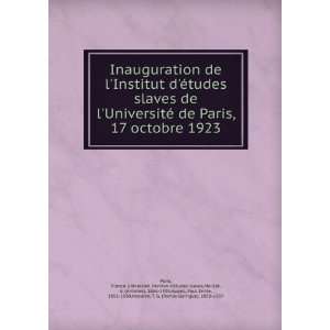 © de Paris, 17 octobre 1923 France UniversitÃ©. Institut 