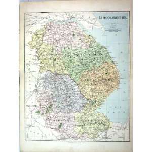  Philip Antique Map England 1885 Lincolnshire Boston 