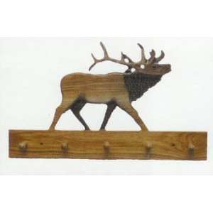  Striding Bull Elk Wood Coat Rack