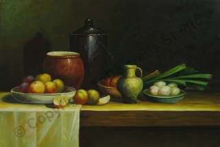 Still Life Fruit And Vegetables   Original Oil Painting  