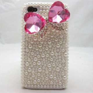 PG35 Bling Shiny Pink Crystal Rhinestone Bow Hard Back Case for iPhone 
