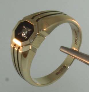 14k yellow gold mens .10ct diamond VS1 G ring vintage gents 6.1g 