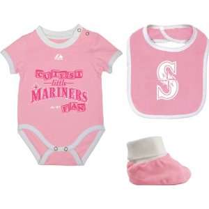 Seattle Mariners Newborn Pink Triple Play Bib, and Bootie, and Creeper 