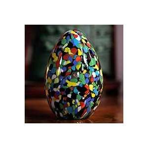  NOVICA Murano handblown paperweight, Confetti Egg